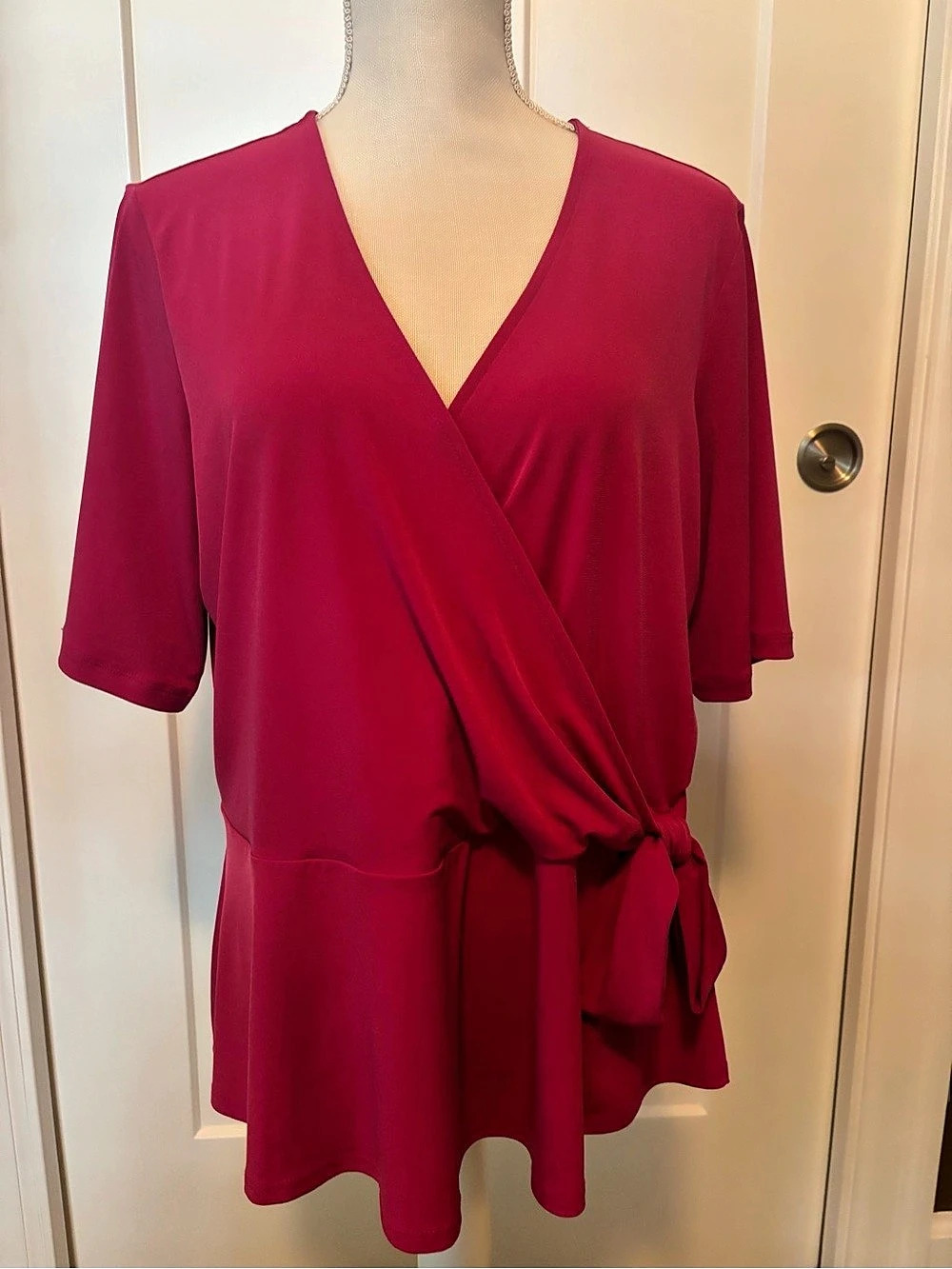 Wrap Blouse in Pink Like New. Excellent condition. Large fits like XL